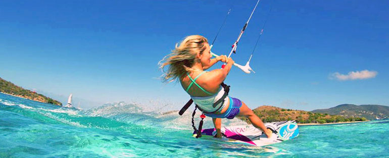 Windsurfing and kitesurfing in North Cyprus, active sports in Mediterranean Sea